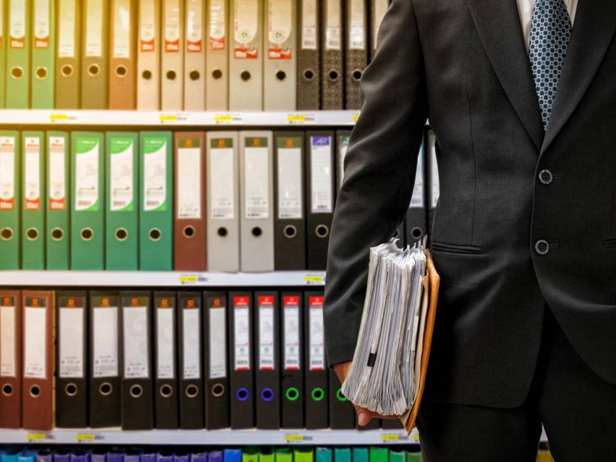 Professional accountant with files